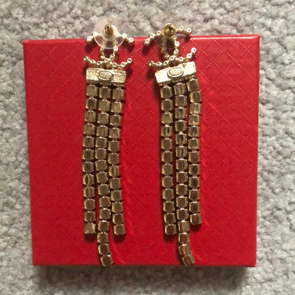 Authentic Chanel 13K CC Multicolor Crystal Drop Earrings - Picture 2 of 4